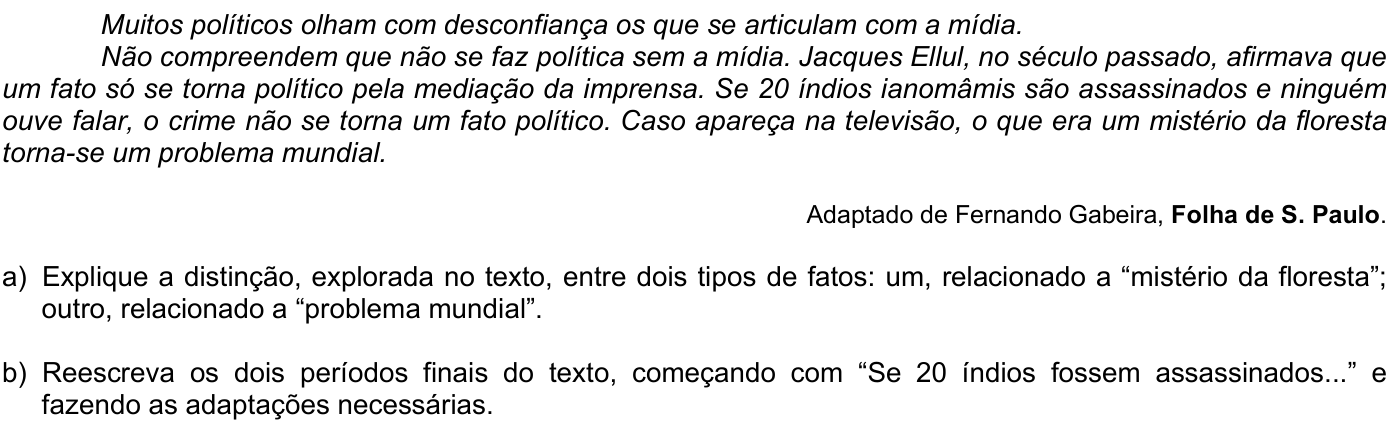 Questão P04 no caderno Português da 2ª fase da FUVEST 2007