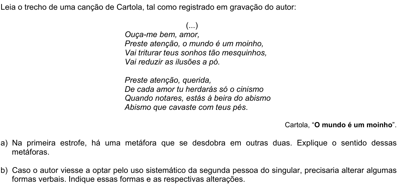 Questão P05 no caderno Português da 2ª fase da FUVEST 2007
