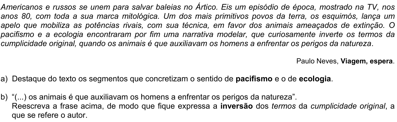 Questão P06 no caderno Português da 2ª fase da FUVEST 2007