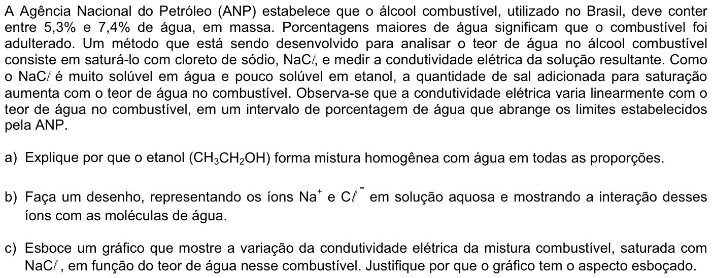 Questão Q06 no caderno Química da 2ª fase da FUVEST 2007