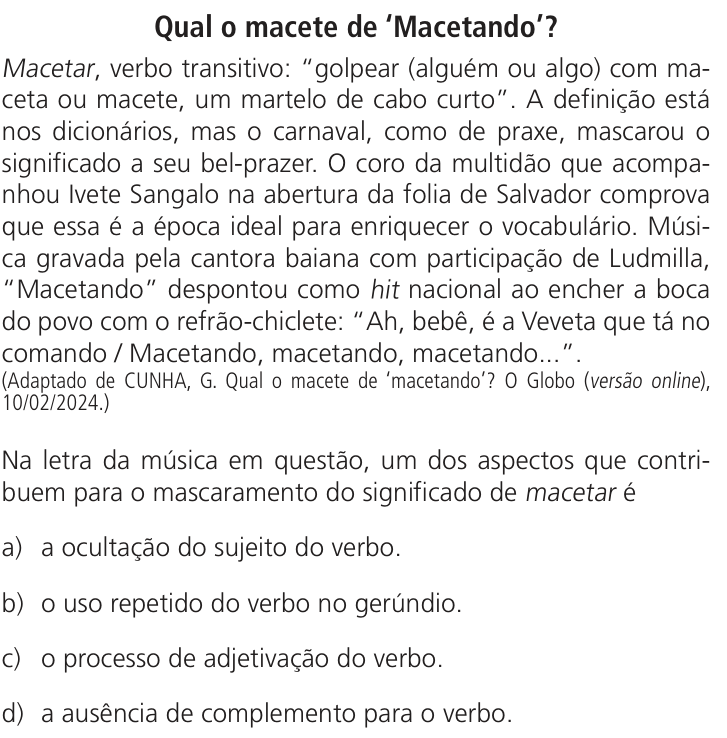 Questão 39 no caderno Q da UNICAMP 2025