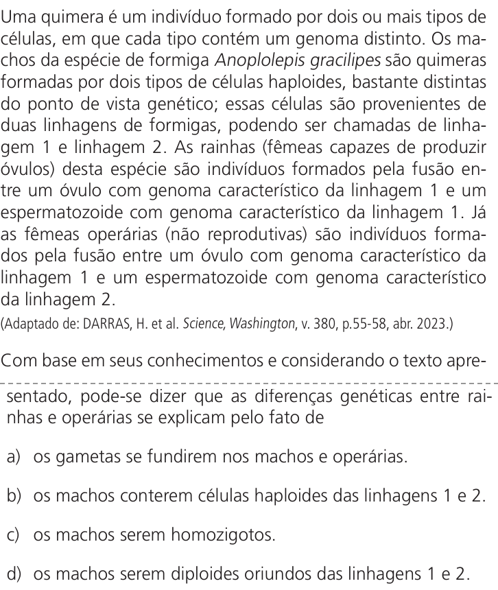 Questão 45 no caderno Q da UNICAMP 2024