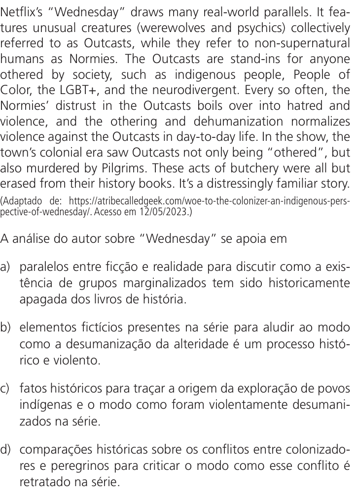 Questão 70 no caderno Q da UNICAMP 2024