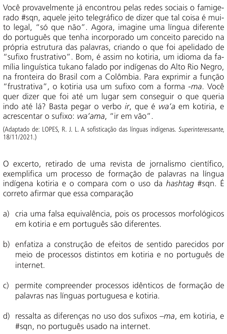 Questão 6 no caderno Q da UNICAMP 2023