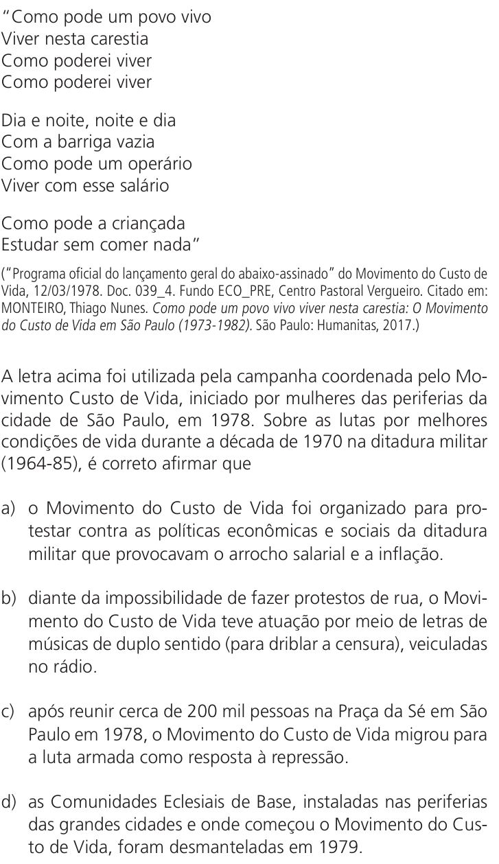 Questão 62 no caderno Q da UNICAMP 2023
