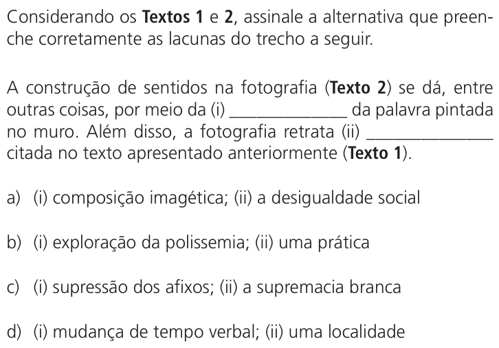 Questão 69 no caderno Q da UNICAMP 2023