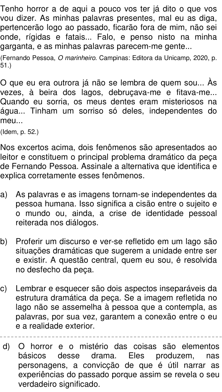 Questão 2 no caderno Q da UNICAMP 2022