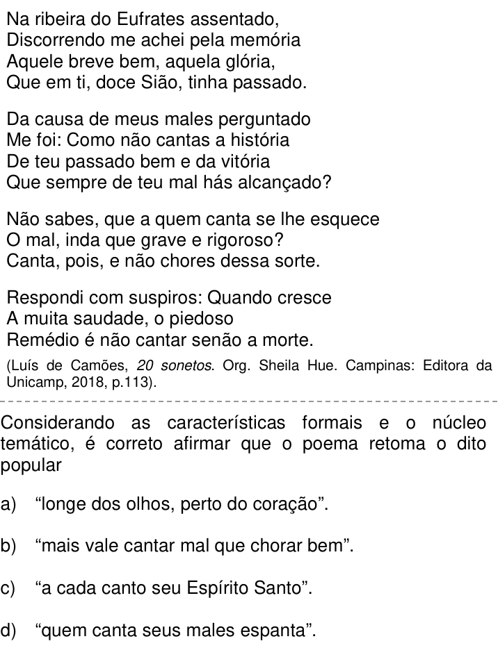 Questão 4 no caderno Q da UNICAMP 2022