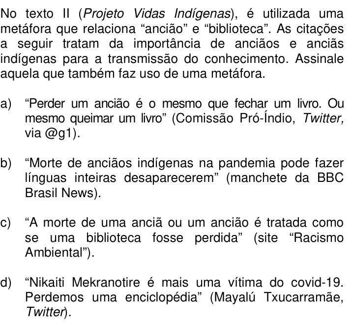 Questão 8 no caderno Q da UNICAMP 2022