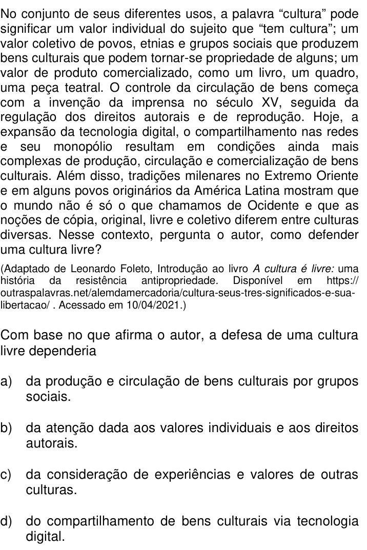 Questão 11 no caderno Q da UNICAMP 2022