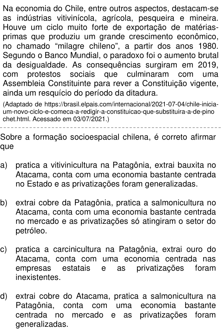 Questão 43 no caderno Q da UNICAMP 2022