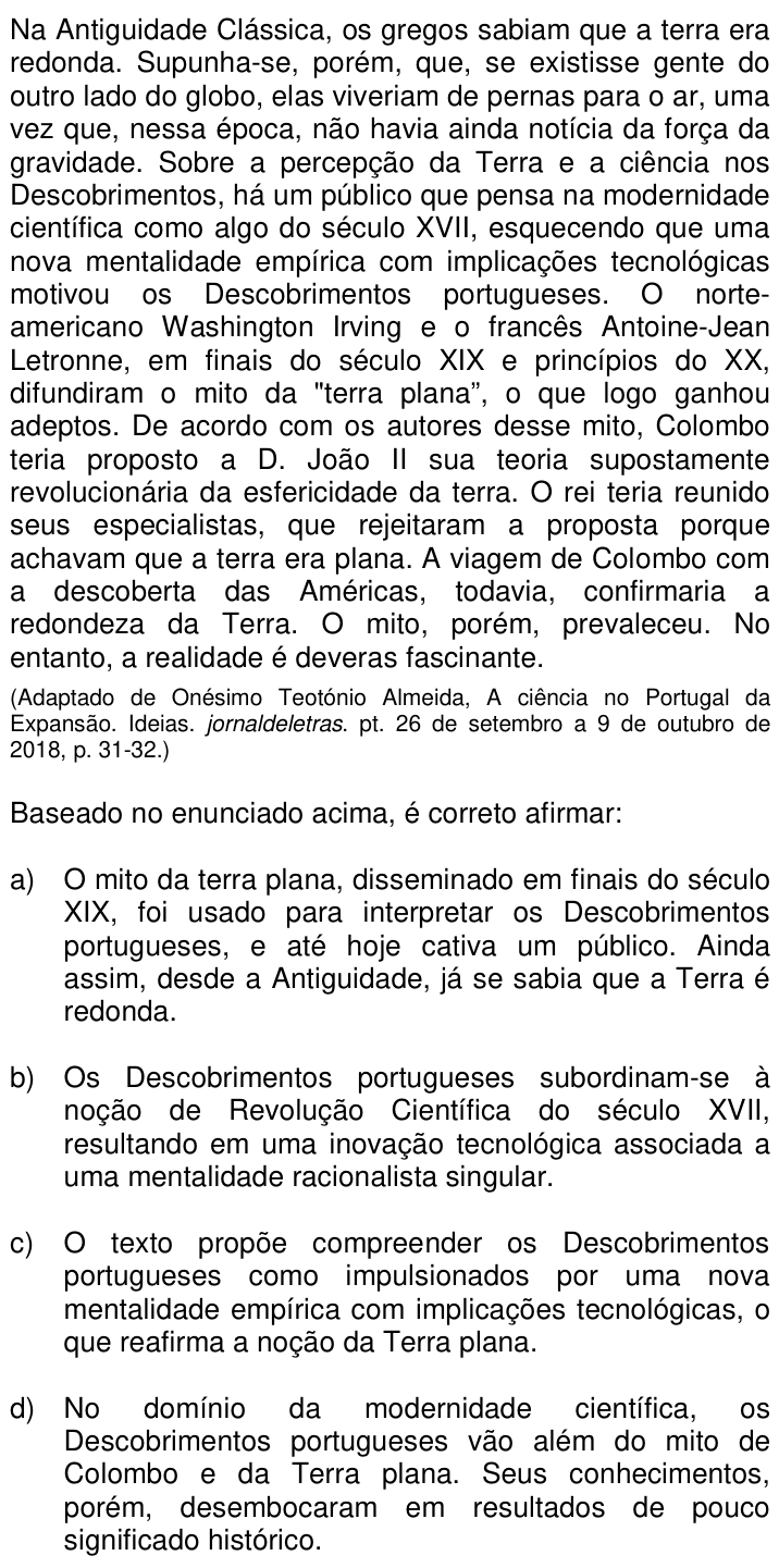 Questão 50 no caderno Q da UNICAMP 2022