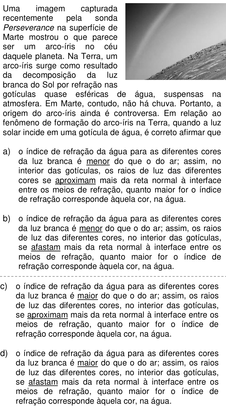 Questão 64 no caderno Q da UNICAMP 2022