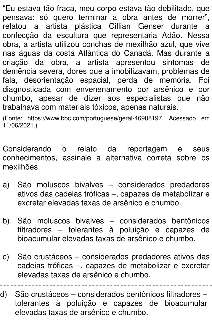 Questão 67 no caderno Q da UNICAMP 2022