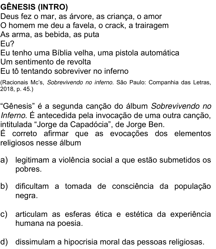 Questão 1 no caderno Q da UNICAMP 2021