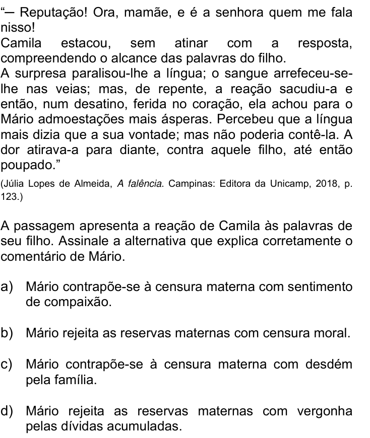 Questão 6 no caderno Q da UNICAMP 2021