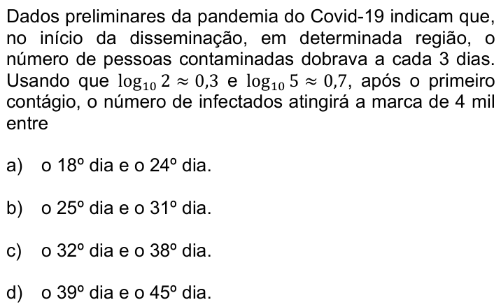 Questão 43 no caderno Q da UNICAMP 2021