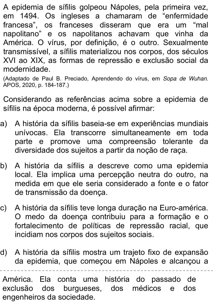 Questão 58 no caderno Q da UNICAMP 2021
