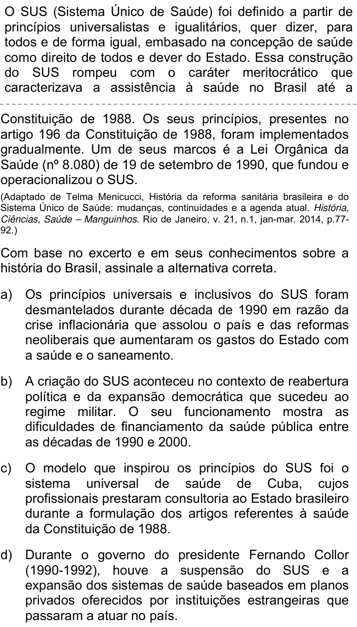 Questão 64 no caderno Q da UNICAMP 2021