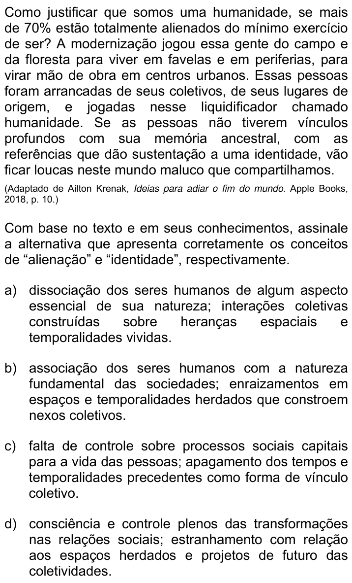 Questão 72 no caderno Q da UNICAMP 2021