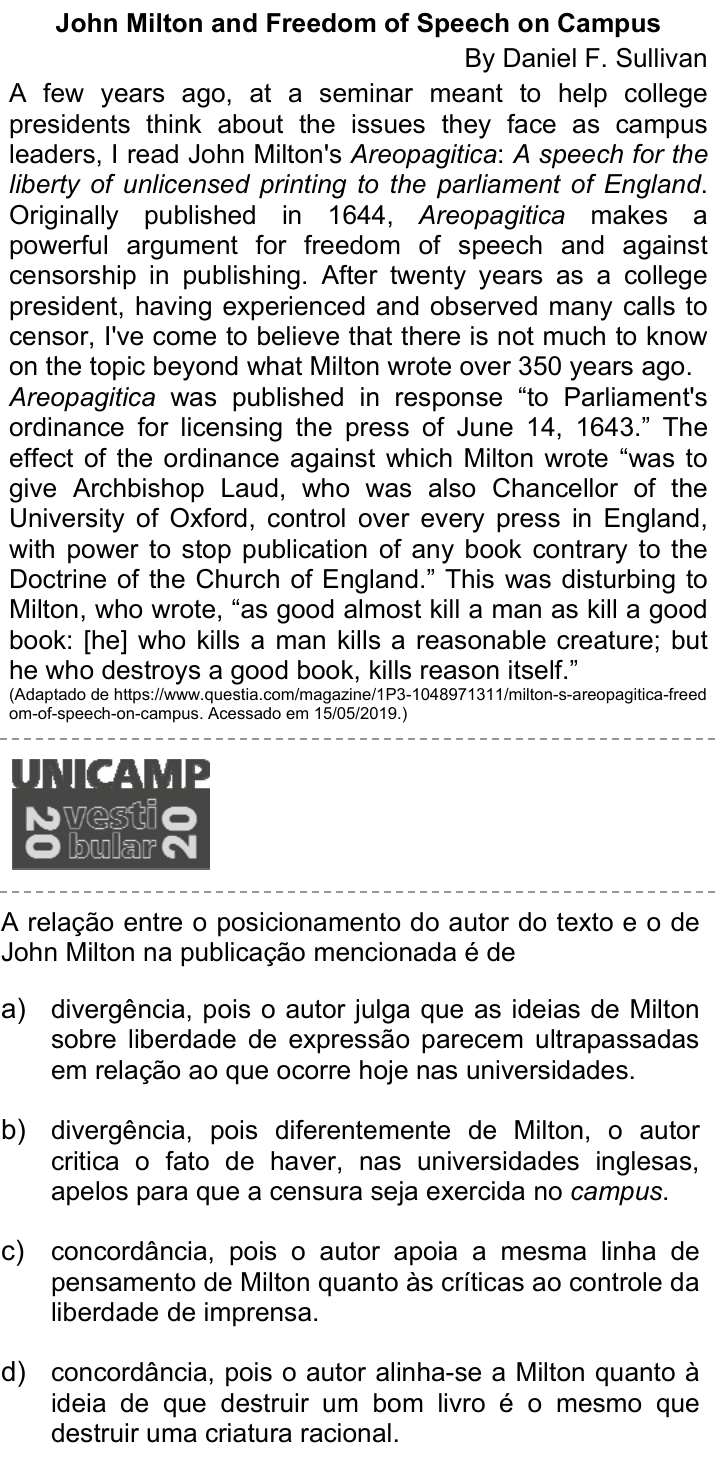 Questão 7 no caderno Q da UNICAMP 2020