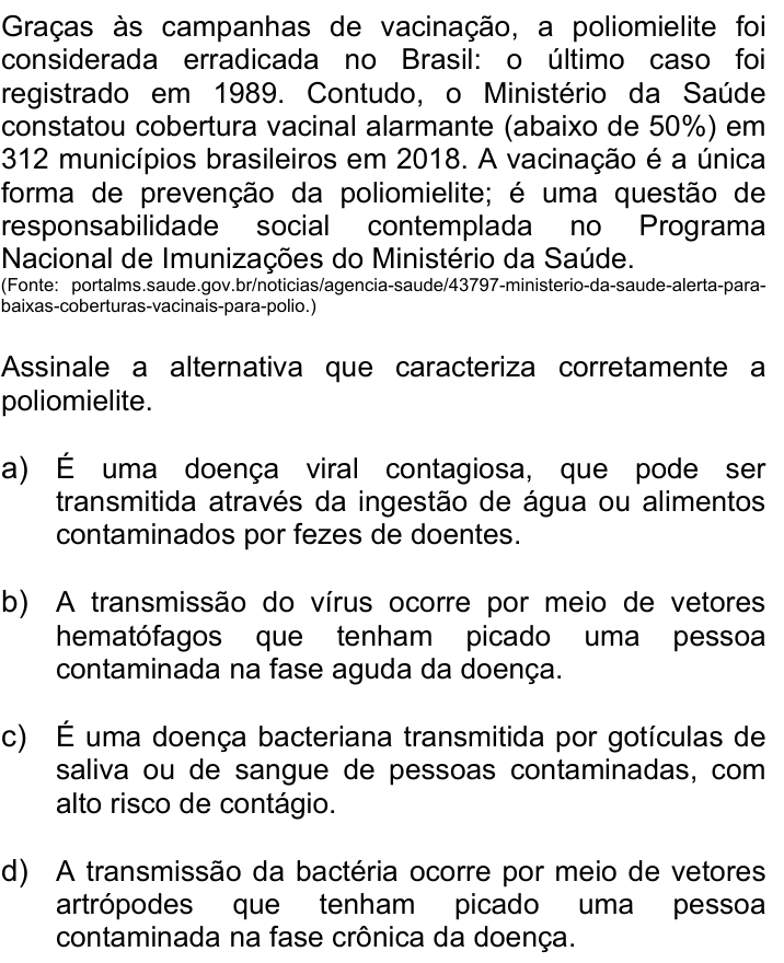 Questão 11 no caderno Q da UNICAMP 2020