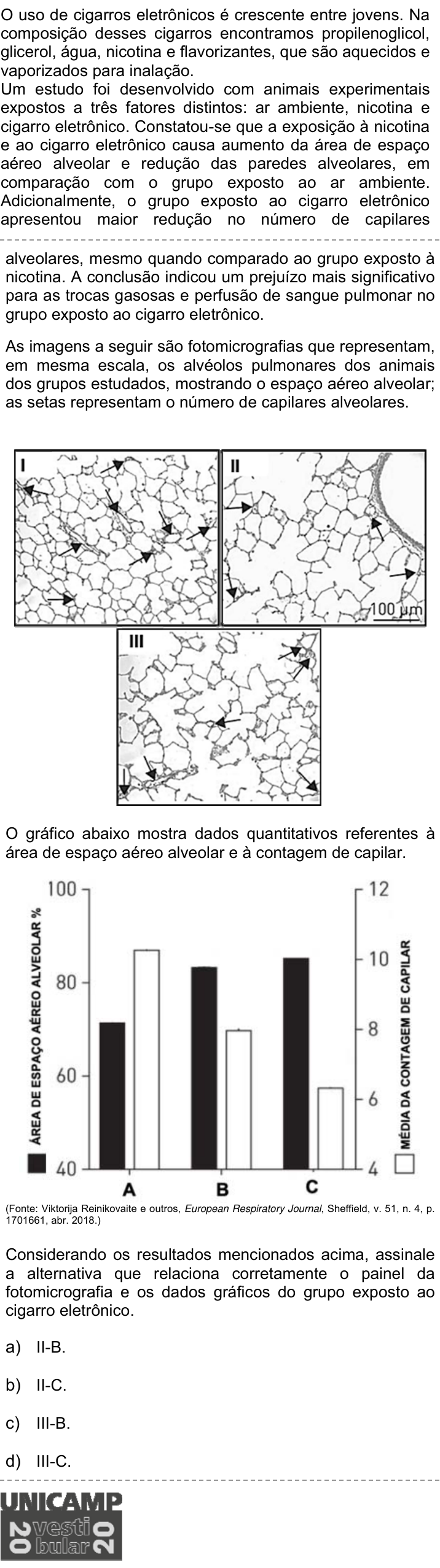 Questão 16 no caderno Q da UNICAMP 2020