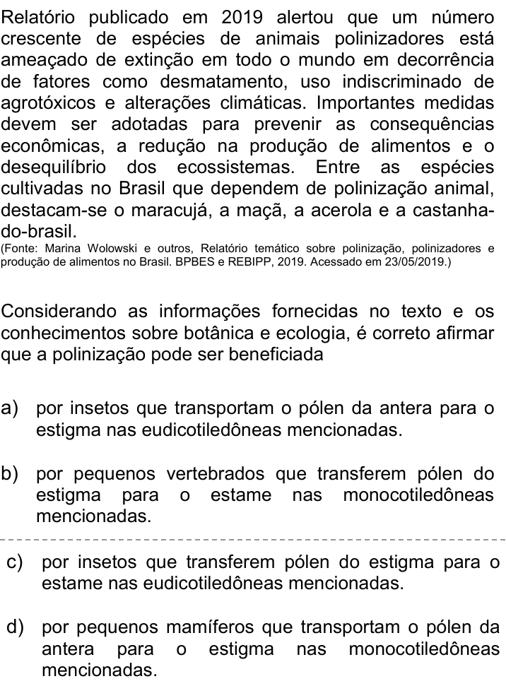 Questão 18 no caderno Q da UNICAMP 2020