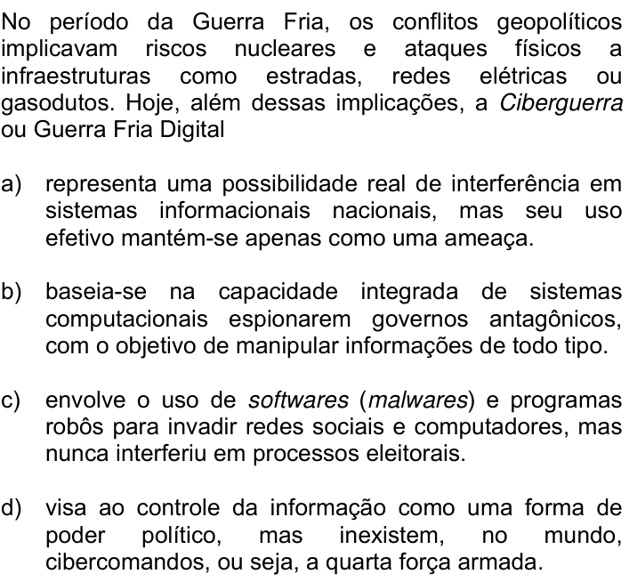 Questão 21 no caderno Q da UNICAMP 2020