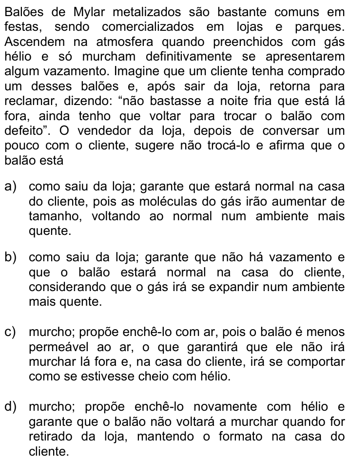 Questão 49 no caderno Q da UNICAMP 2020