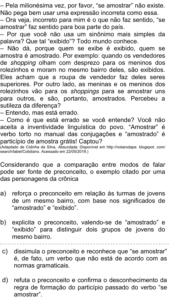 Questão 68 no caderno Q da UNICAMP 2020