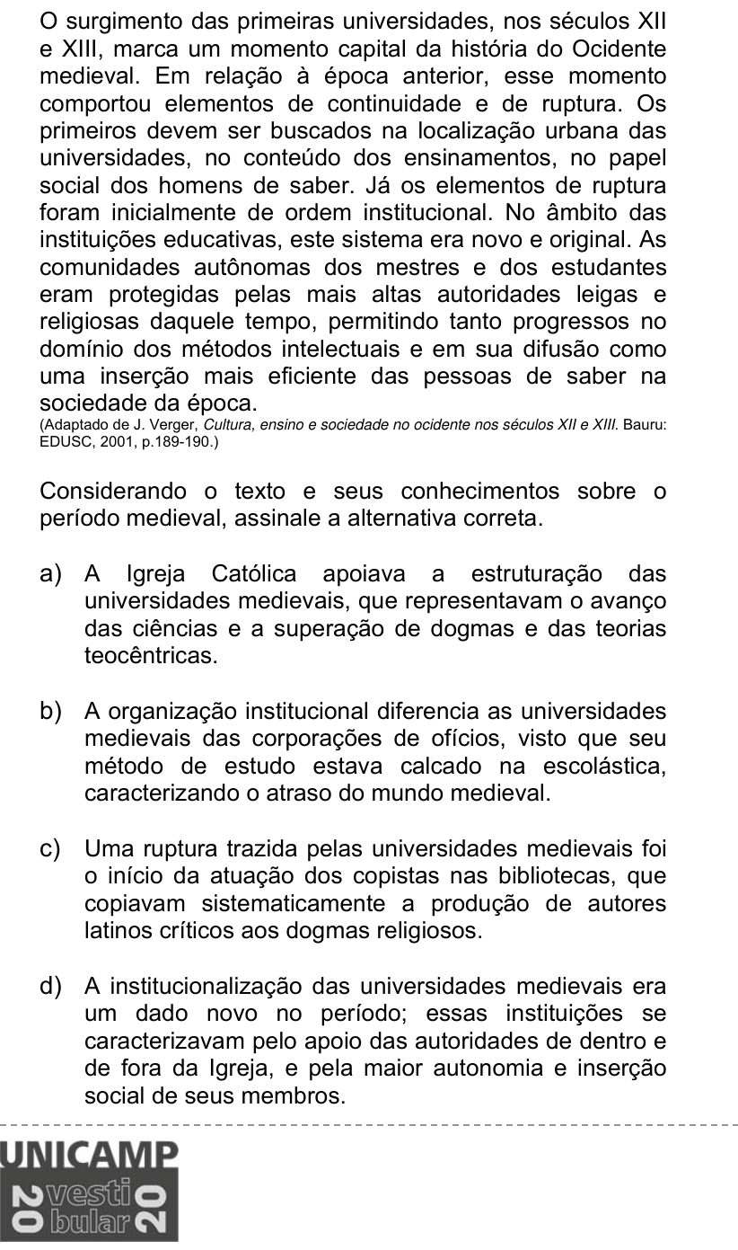 Questão 83 no caderno Q da UNICAMP 2020