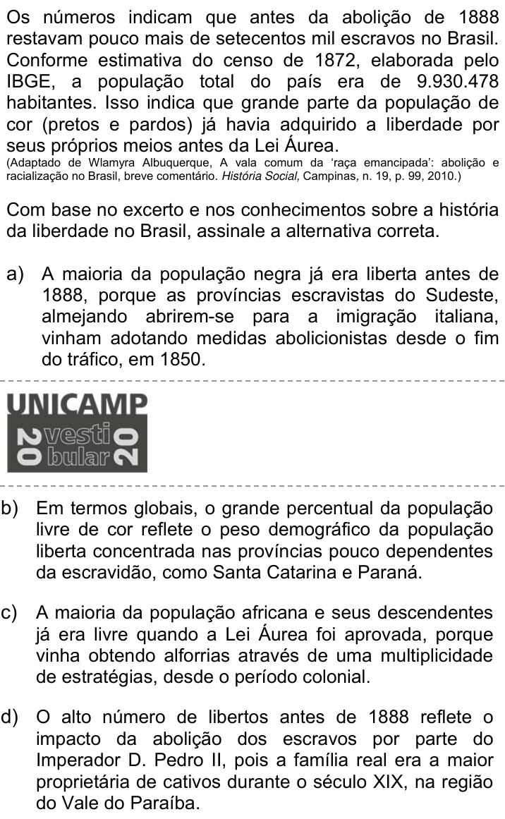 Questão 87 no caderno Q da UNICAMP 2020