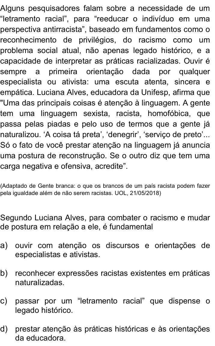 Questão 4 no caderno Q da UNICAMP 2019