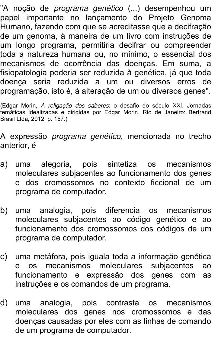 Questão 14 no caderno Q da UNICAMP 2019