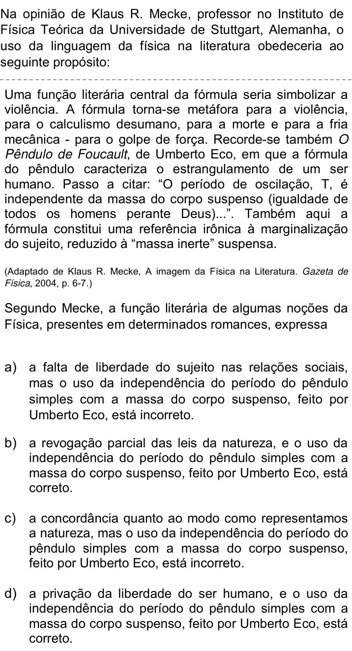 Questão 15 no caderno Q da UNICAMP 2019