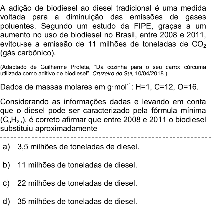 Questão 21 no caderno Q da UNICAMP 2019