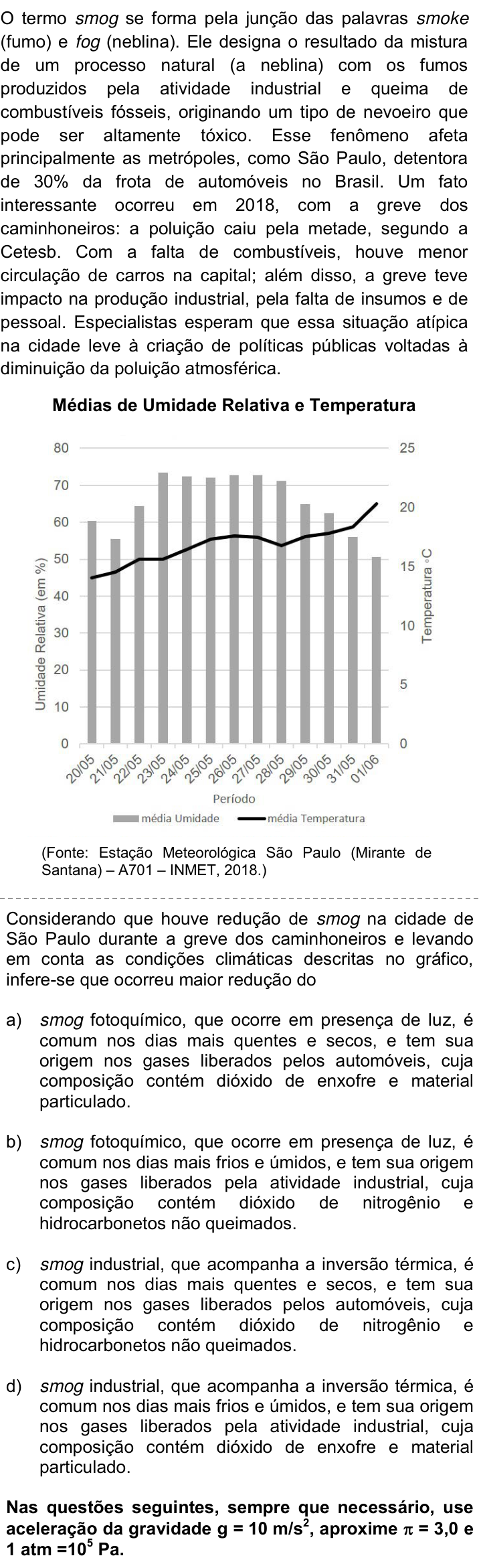 Questão 37 no caderno Q da UNICAMP 2019
