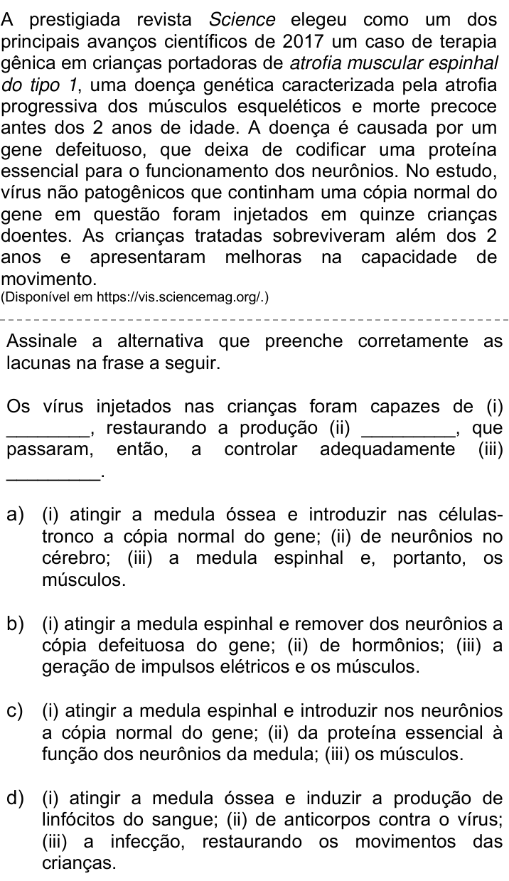 Questão 48 no caderno Q da UNICAMP 2019