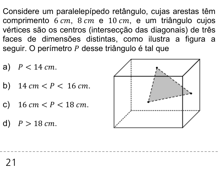 Questão 71 no caderno Q da UNICAMP 2019