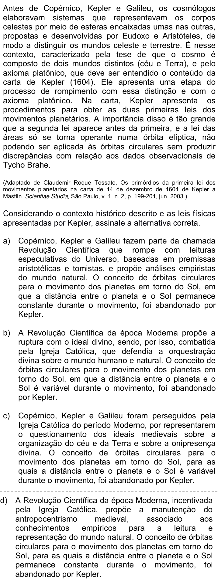 Questão 81 no caderno Q da UNICAMP 2019