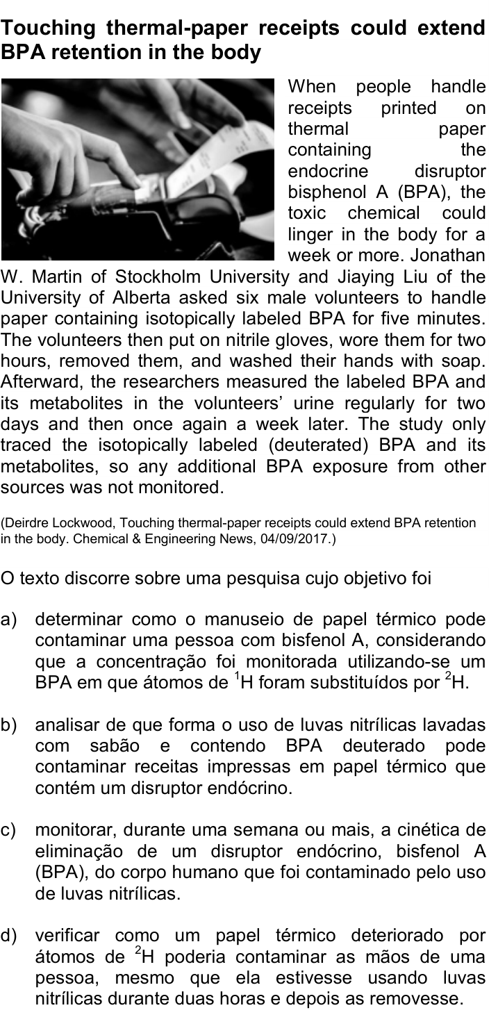 Questão 82 no caderno Q da UNICAMP 2019