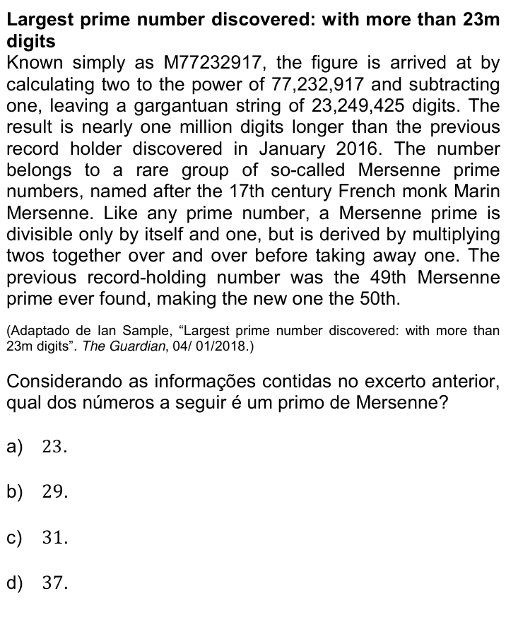 Questão 83 no caderno Q da UNICAMP 2019