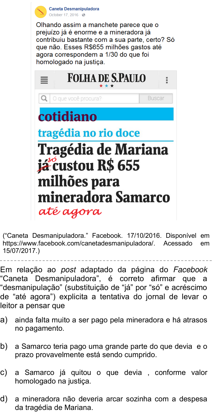Questão 6 no caderno Q da UNICAMP 2018