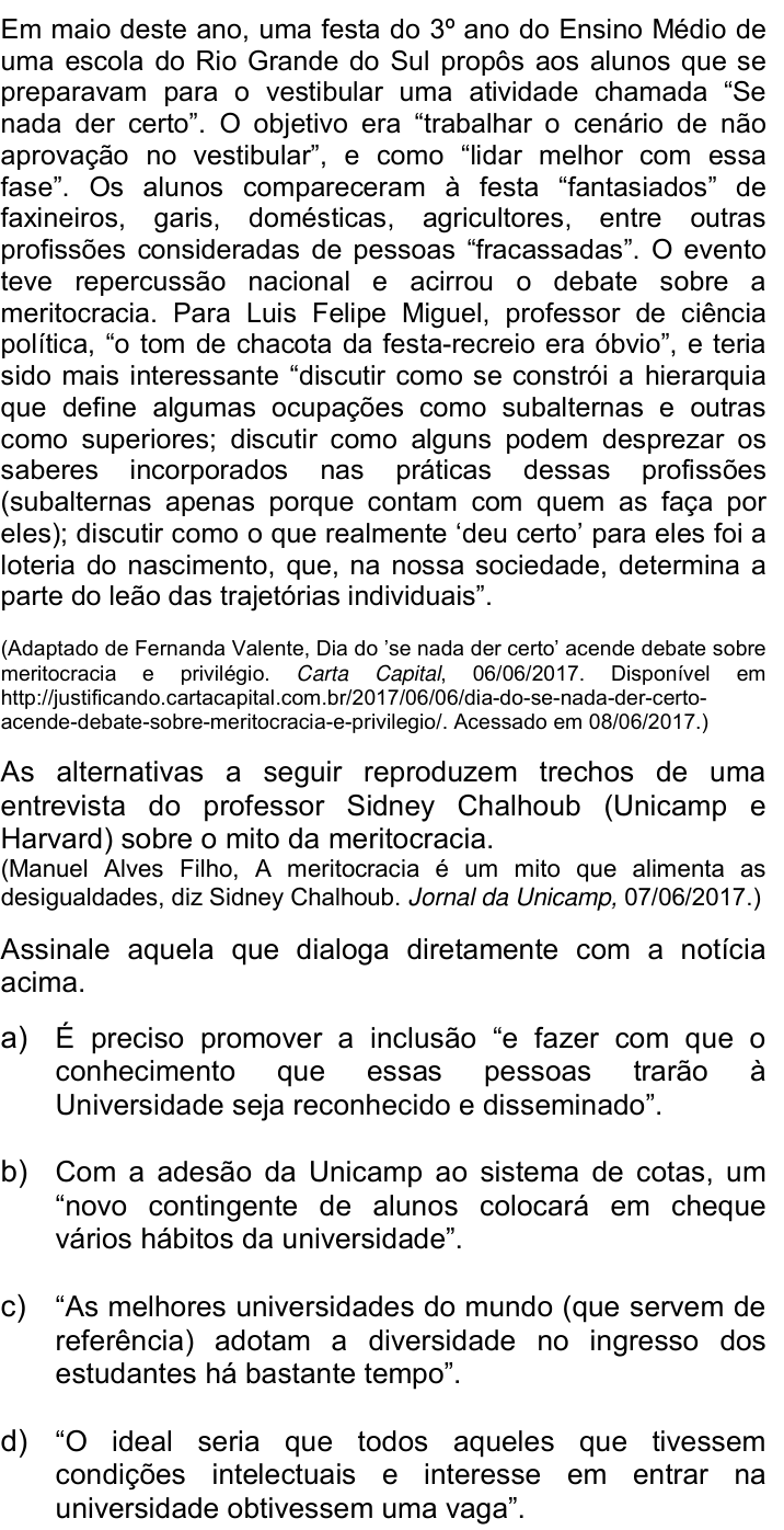 Questão 7 no caderno Q da UNICAMP 2018