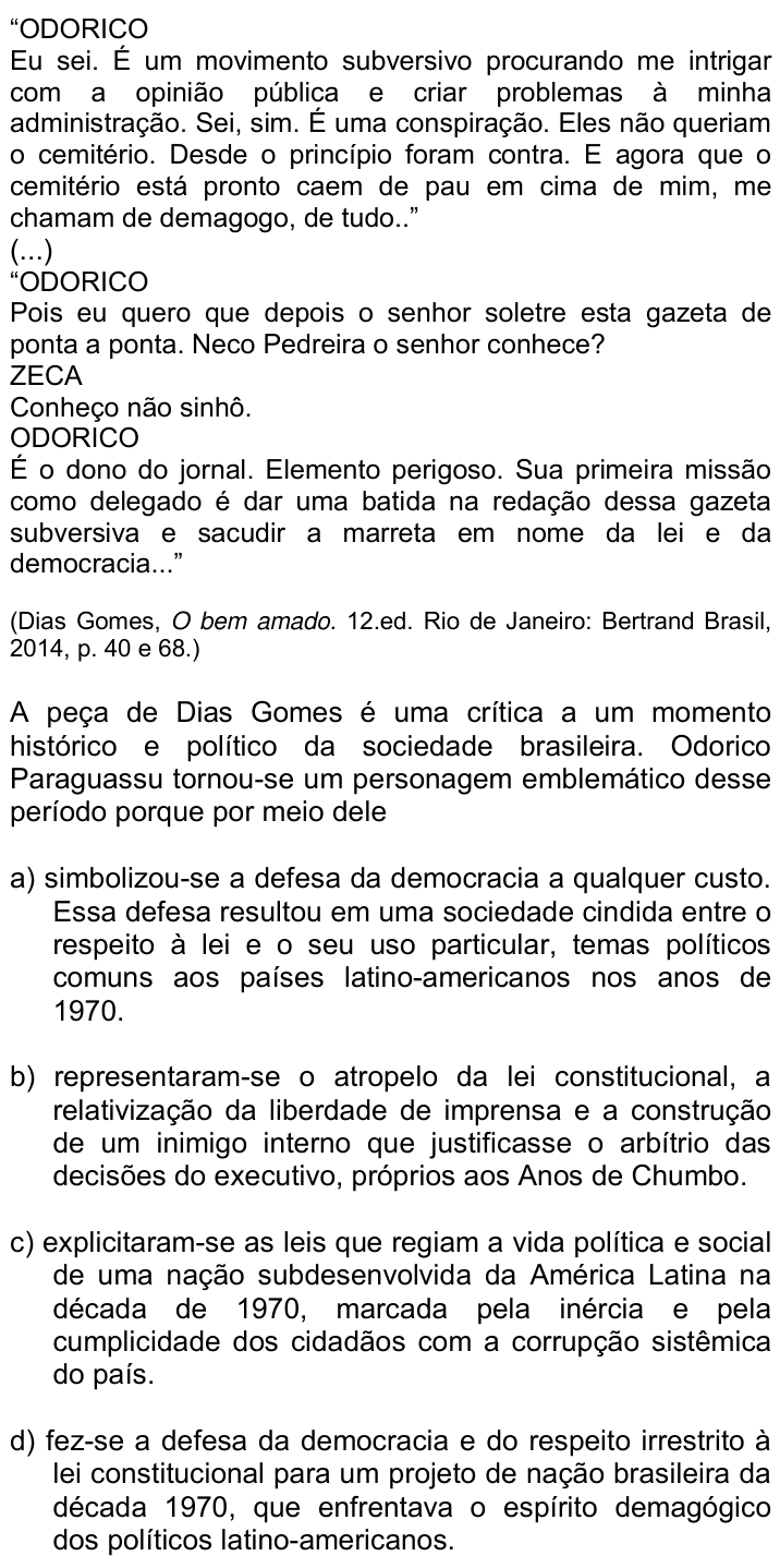 Questão 16 no caderno Q da UNICAMP 2018