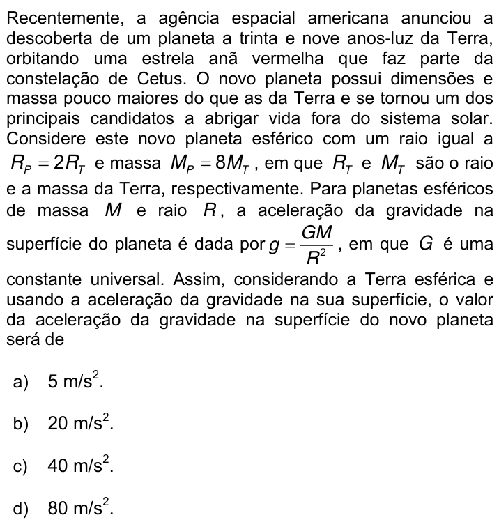 Questão 41 no caderno Q da UNICAMP 2018