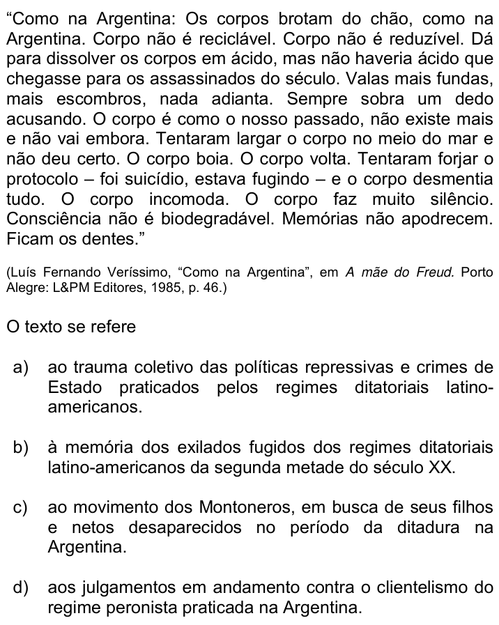Questão 57 no caderno Q da UNICAMP 2018