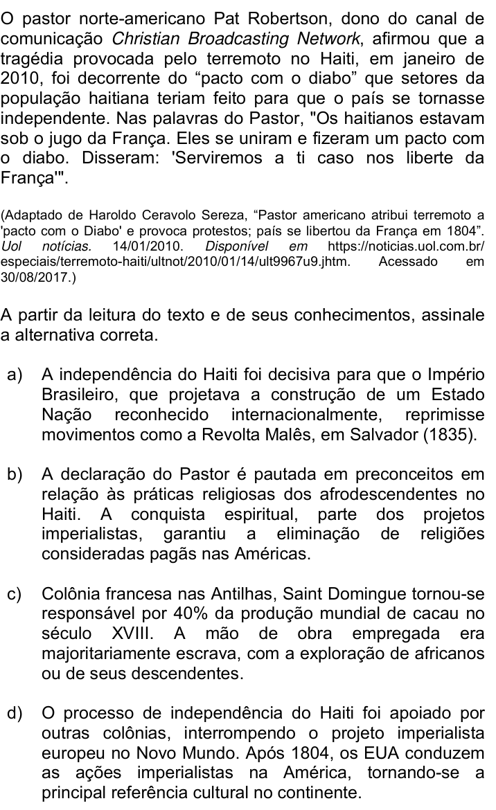 Questão 59 no caderno Q da UNICAMP 2018