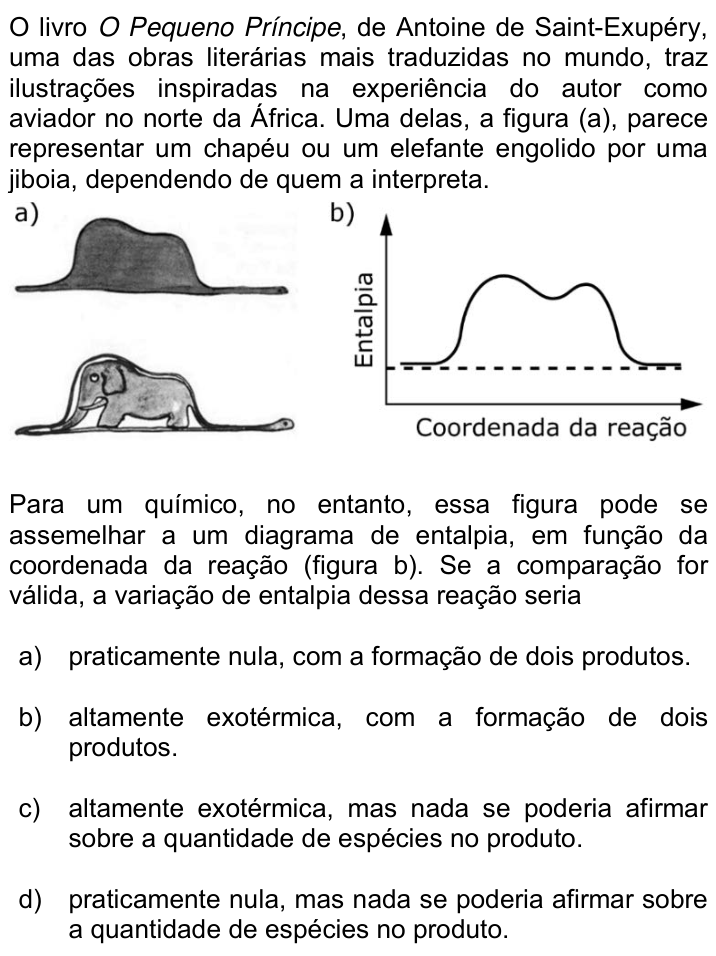 Questão 64 no caderno Q da UNICAMP 2018